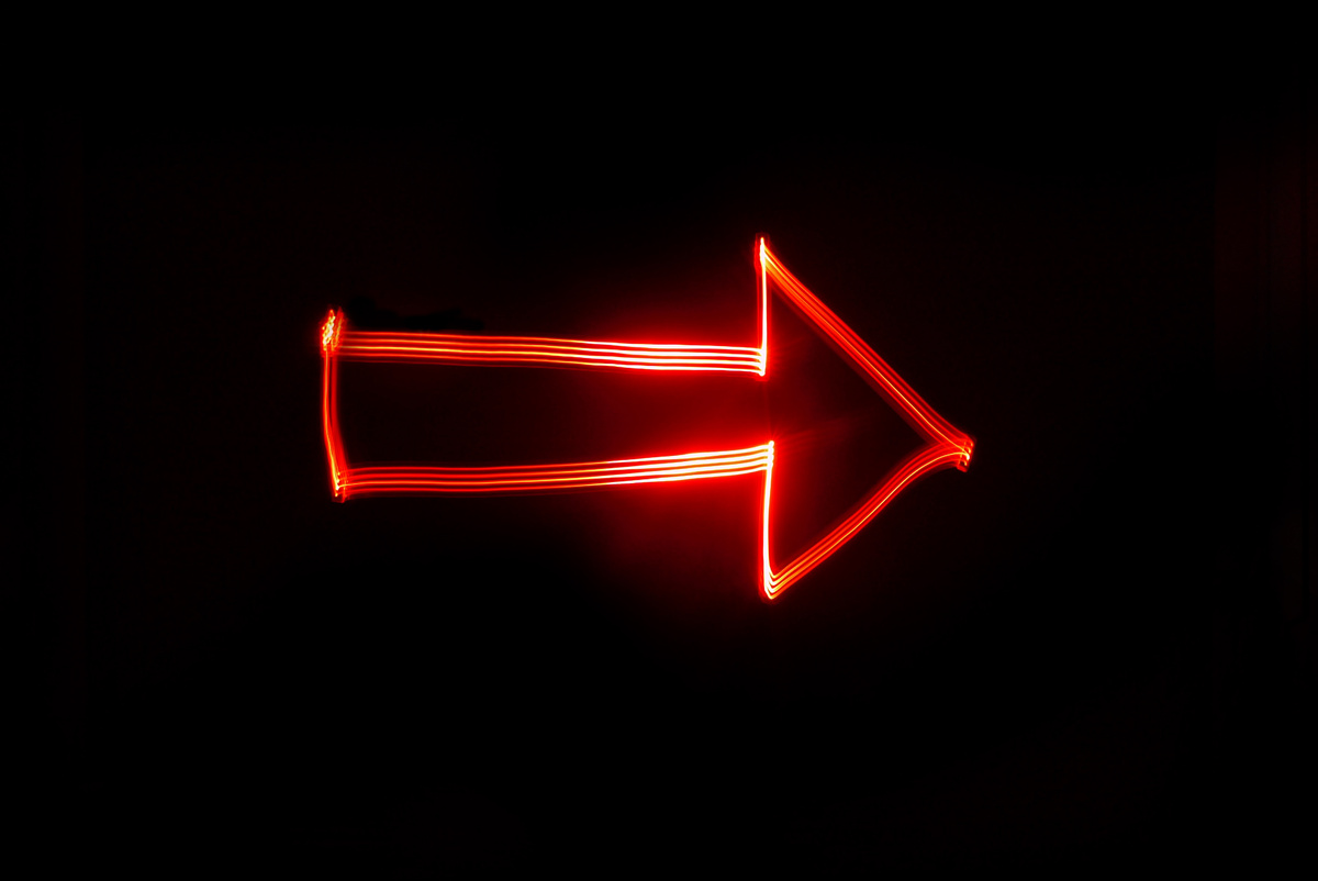 Arrow in red lights